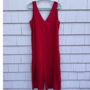 Calypso St Barth Red Linen Blend Sleeveless Cropped‎ Jumpsuit - Size Large NWT